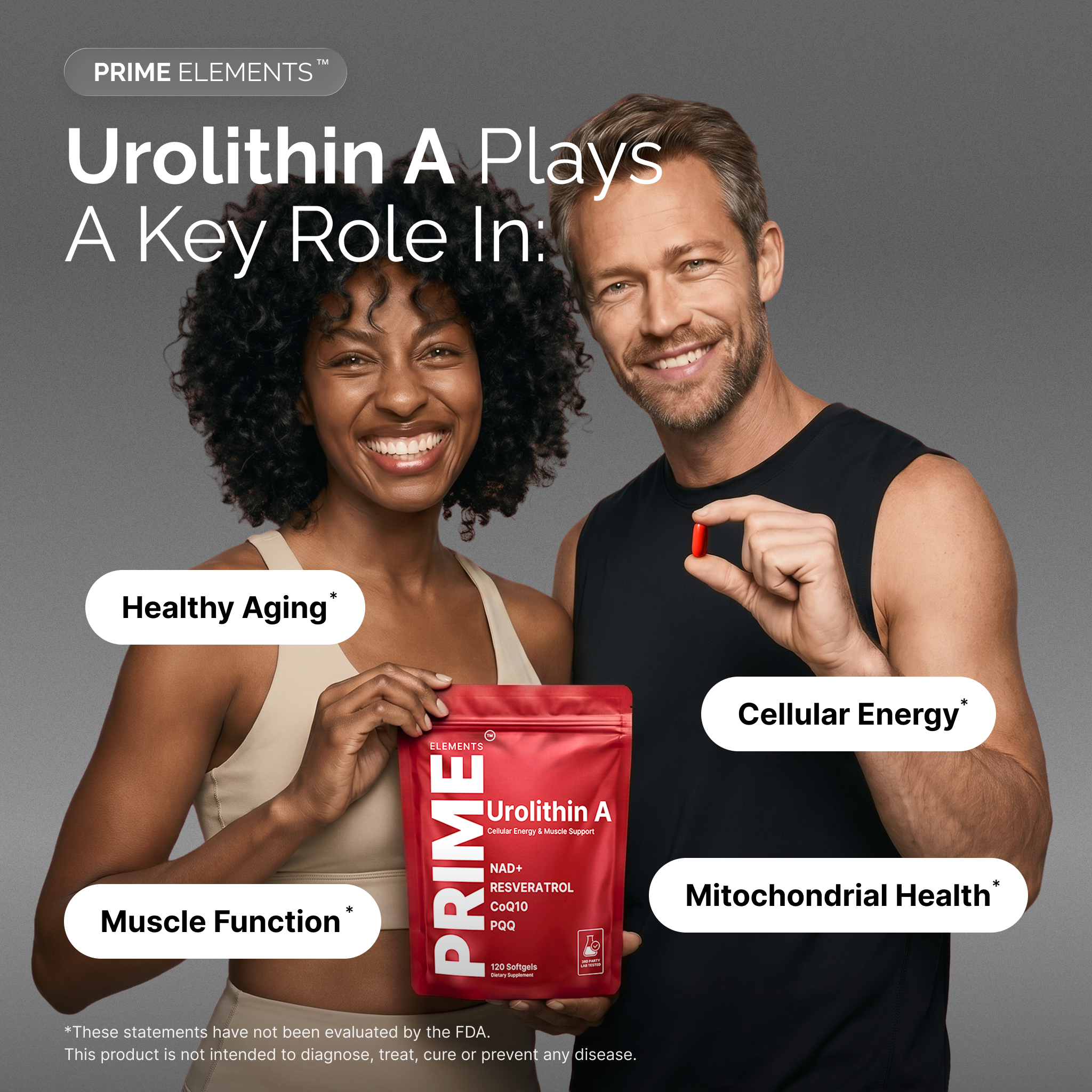 Urolithin A Supplement with NAD+, Resveratrol, CoQ10 & PQQ, High Potency 5-in-1 Longevity Formula, Mitochondrial Support for Healthy Aging, Energy & Muscle Strength, 120 Softgels - 2 Month Supply