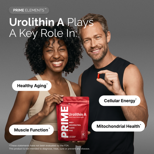 Urolithin A Supplement with NAD+, Resveratrol, CoQ10 & PQQ, High Potency 5-in-1 Longevity Formula, Mitochondrial Support for Healthy Aging, Energy & Muscle Strength, 120 Softgels - 2 Month Supply