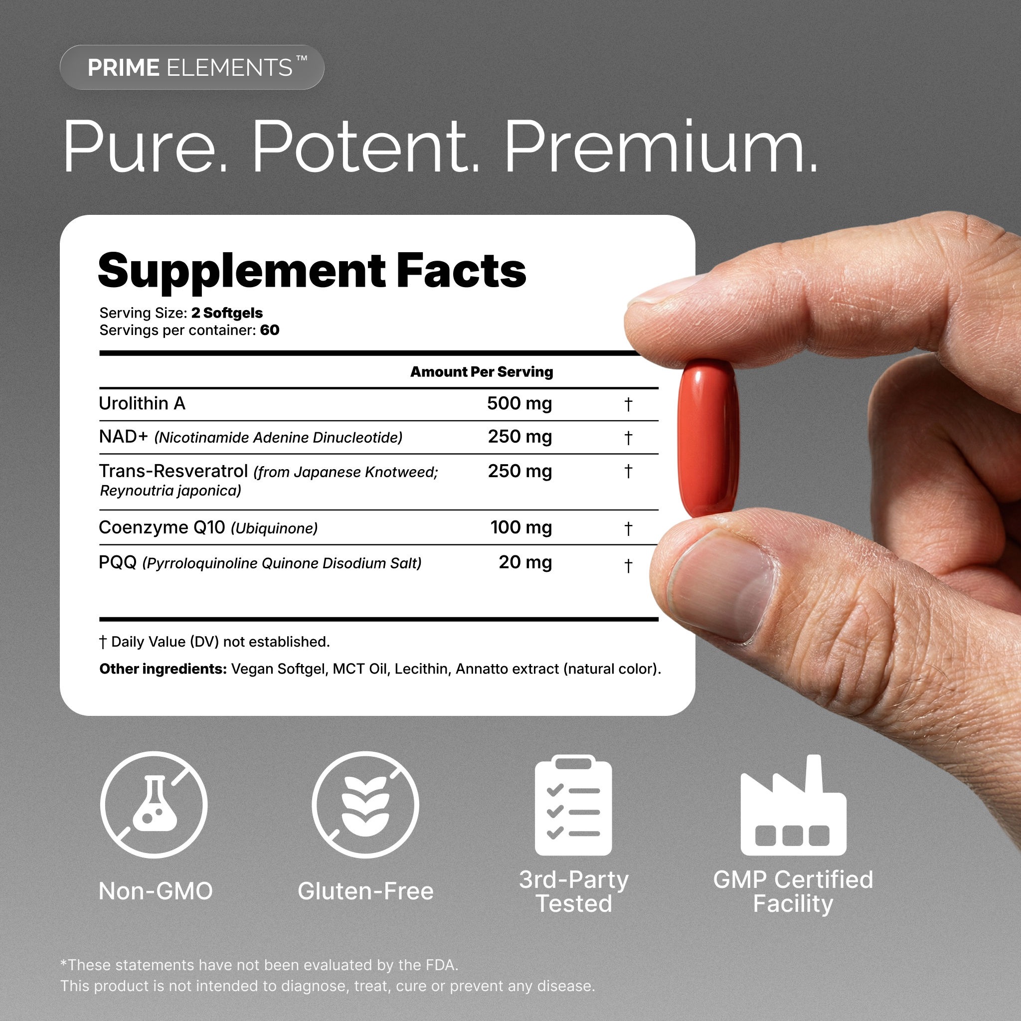 Urolithin A Supplement with NAD+, Resveratrol, CoQ10 & PQQ, High Potency 5-in-1 Longevity Formula, Mitochondrial Support for Healthy Aging, Energy & Muscle Strength, 120 Softgels - 2 Month Supply
